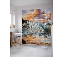 Штора (занавеска) для ванной JoyArty "Кони бегут вдоль реки" из сатена, 180х200 см с крючками, sc_16156