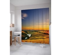 Штора (занавеска) для ванной JoyArty "Долина желаний" из сатена, 180х200 см с крючками, sc_14595