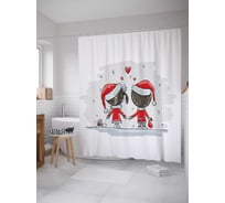 Штора (занавеска) для ванной JoyArty "Влюбленное рождество" из сатена, 180х200 см с крючками, sc_20067
