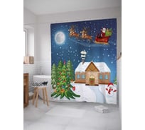 Штора (занавеска) для ванной JoyArty "Санта с подарками" из сатена, 180х200 см с крючками, sc_20081