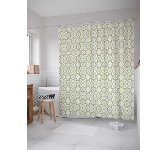 Штора (занавеска) для ванной JoyArty "Классические узоры" из сатена, 180х200 см с крючками, sc_16916 1