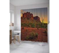 Штора (занавеска) для ванной JoyArty "Техасская долина" из сатена, 180х200 см с крючками, sc_10853