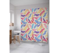 Штора (занавеска) для ванной JoyArty "Радуга из перьев" из сатена, 180х200 см с крючками, sc_20207