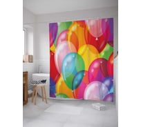Штора (занавеска) для ванной JoyArty "В окружении шаров" из сатена, 180х200 см с крючками, sc_11585