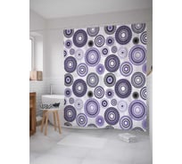 Штора (занавеска) для ванной JoyArty "Геометрическое цветение" из сатена, 180х200 см с крючками, sc_11586