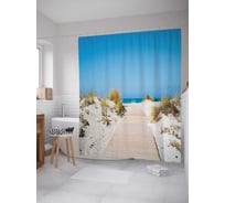 Штора (занавеска) для ванной JoyArty "Песочный мостик" из сатена, 180х200 см с крючками, sc_16117