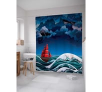 Штора (занавеска) для ванной JoyArty "Неожиданный шторм" из сатена, 180х200 см с крючками, sc_16451