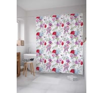 Штора (занавеска) для ванной JoyArty "Цветочный дар" из сатена, 180х200 см с крючками, sc_12322