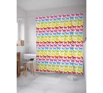 Штора (занавеска) для ванной JoyArty "Лошадиные скачки" из сатена, 180х200 см с крючками, sc_22365