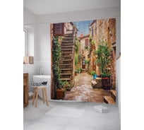 Штора (занавеска) для ванной JoyArty "Цветочные улицы" из сатена, 180х200 см с крючками, sc_14597