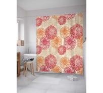 Штора (занавеска) для ванной JoyArty "Цветочные шары" из сатена, 180х200 см с крючками, sc_20489