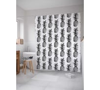 Штора (занавеска) для ванной JoyArty "Коллекция ананасов" из сатена, 180х200 см с крючками, sc_16776