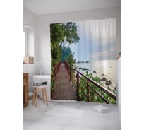 Штора (занавеска) для ванной JoyArty "Прогулка над морем" из сатена, 180х200 см с крючками, sc_16128
