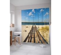 Штора (занавеска) для ванной JoyArty "Морская тропа с ограждением" из сатена, 180х200 см с крючками, sc_16127