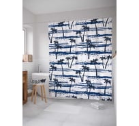 Штора (занавеска) для ванной JoyArty "Пальмовое море" из сатена, 180х200 см с крючками, sc_17953