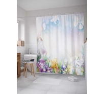 Штора (занавеска) для ванной JoyArty "Сказочные лепестки" из сатена, 180х200 см с крючками, sc_2044
