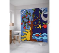 Штора (занавеска) для ванной JoyArty "Красочная сказка" из сатена, 180х200 см с крючками, sc_13450