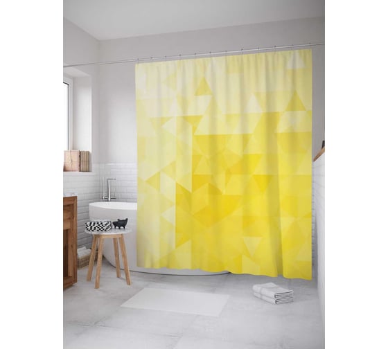 Штора (занавеска) для ванной JoyArty "Геометрическая иллюзия" из сатена, 180х200 см с крючками, sc_13441 1