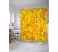 Штора (занавеска) для ванной JoyArty "Кукурузная мозаика" из сатена, 180х200 см с крючками, sc_13420