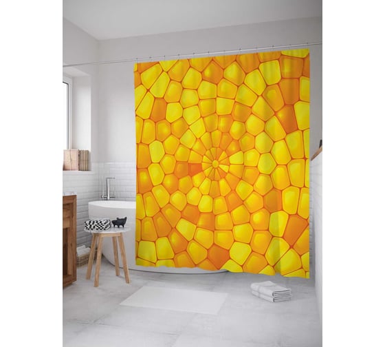 Штора (занавеска) для ванной JoyArty "Кукурузная мозаика" из сатена, 180х200 см с крючками, sc_13420 1