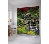 Штора (занавеска) для ванной JoyArty "Дикий водопад" из сатена, 180х200 см с крючками, sc_17891