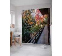 Штора (занавеска) для ванной JoyArty "Дом окружен лесом" из сатена, 180х200 см с крючками, sc_17887