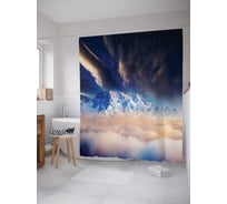 Штора (занавеска) для ванной JoyArty "Космические горы" из сатена, 180х200 см с крючками, sc_17605