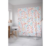 Штора (занавеска) для ванной JoyArty "Пятнистые цветочки" из сатена, 180х200 см с крючками, sc_11550