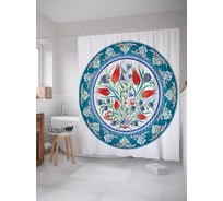 Штора (занавеска) для ванной JoyArty "Цветущая тарелка" из сатена, 180х200 см с крючками, sc_17745