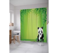 Штора (занавеска) для ванной JoyArty "Приветливая панда" из сатена, 180х200 см с крючками, sc_17659