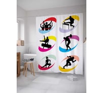 Штора (занавеска) для ванной JoyArty "Силуэты чемпионов" из сатена, 180х200 см с крючками, sc_17509