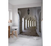 Штора (занавеска) для ванной JoyArty "Круглые коридоры" из сатена, 180х200 см с крючками, sc_17839