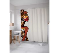 Штора (занавеска) для ванной JoyArty "Африканский бодиарт" из сатена, 180х200 см с крючками, sc_17561