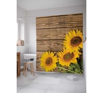 Штора (занавеска) для ванной JoyArty "Цветы подсолнуха" из сатена, 180х200 см с крючками, sc_105986