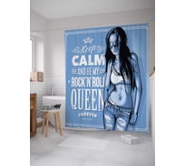 Штора (занавеска) для ванной JoyArty "Королева рок-н-ролла" из сатена, 180х200 см с крючками, sc_17547