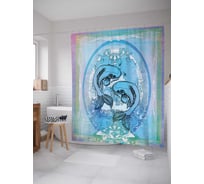 Штора (занавеска) для ванной JoyArty "Океанские рыбы" из сатена, 180х200 см с крючками, sc_17876
