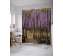 Штора (занавеска) для ванной JoyArty "Цветочная беседка" из сатена, 180х200 см с крючками, sc_17893