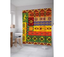 Штора (занавеска) для ванной JoyArty "Африканская живопись" из сатена, 180х200 см с крючками, sc_17556