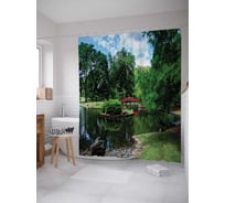 Штора (занавеска) для ванной JoyArty "Королевское озеро" из сатена, 180х200 см с крючками, sc_17881