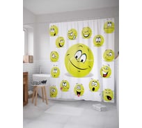 Штора (занавеска) для ванной JoyArty "Эмоциональные мячи" из сатена, 180х200 см с крючками, sc_11504