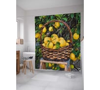 Штора (занавеска) для ванной JoyArty "Сочные лимоны" из сатена, 180х200 см с крючками, sc_105971