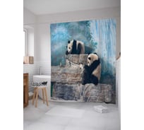 Штора (занавеска) для ванной JoyArty "Ленивые панды" из сатена, 180х200 см с крючками, sc_17649