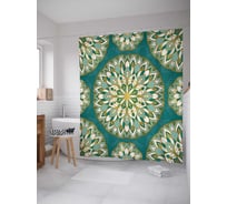 Штора (занавеска) для ванной JoyArty "Райские цветы" из сатена, 180х200 см с крючками, sc_15724