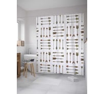 Штора (занавеска) для ванной JoyArty "Композиция со стрел" из сатена, 180х200 см с крючками, sc_10315