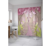 Штора (занавеска) для ванной JoyArty "Тропа к замку" из сатена, 180х200 см с крючками, sc_11969
