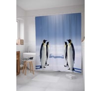 Штора (занавеска) для ванной JoyArty "Гордые пингвины" из сатена, 180х200 см с крючками, sc_11878