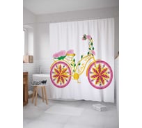 Штора (занавеска) для ванной JoyArty "Девичий велосипед" из сатена, 180х200 см с крючками, sc_17800