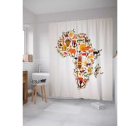Штора (занавеска) для ванной JoyArty "Ассоциативная карта Африки" из сатена, 180х200 см с крючками, sc_17554