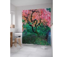 Штора (занавеска) для ванной JoyArty "Лесной фейерверк" из сатена, 180х200 см с крючками, sc_17885