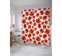 Штора (занавеска) для ванной JoyArty "В окружении маковых цветов" из сатена, 180х200 см с крючками, sc_11920